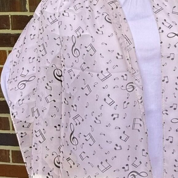 Sheer Chiffon Pink Musical Note Print Scarf Wrap 60in x 19in Musician Singer - Picture 4 of 6